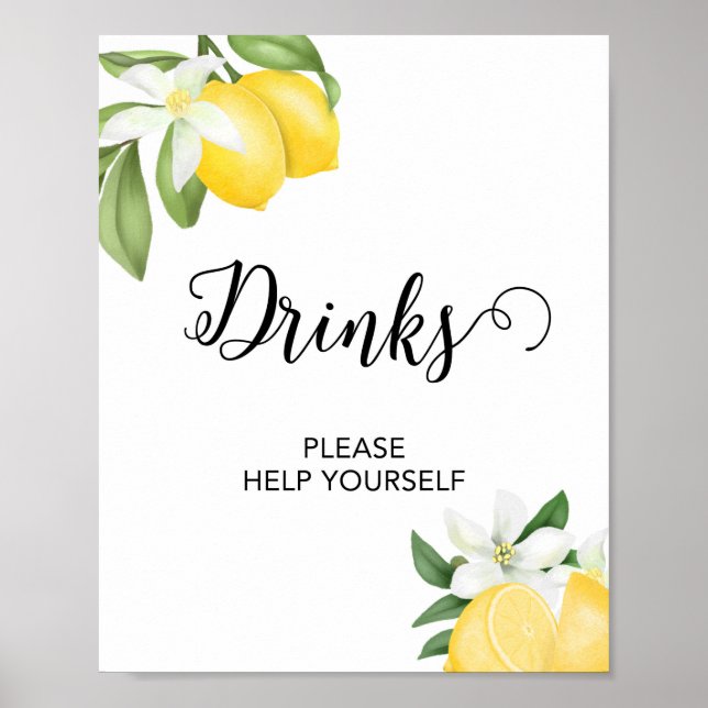 Lemon Drink Table Party Sign Citrus Poster (Vorne)