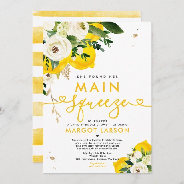 Lemon Drive by Brautparty Lemon Hauptpresse Einladung (Vorne/Hinten)