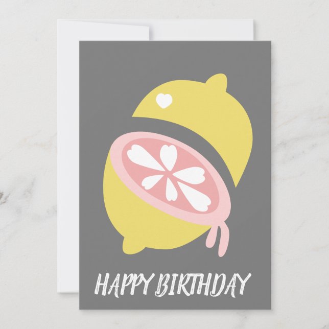 Lemon Driving Yellow Pink Birthday Karte (Vorderseite)