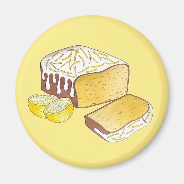 Lemon Drizzle Pund Cake Loaf Britisches Backfood Magnet (Vorne)
