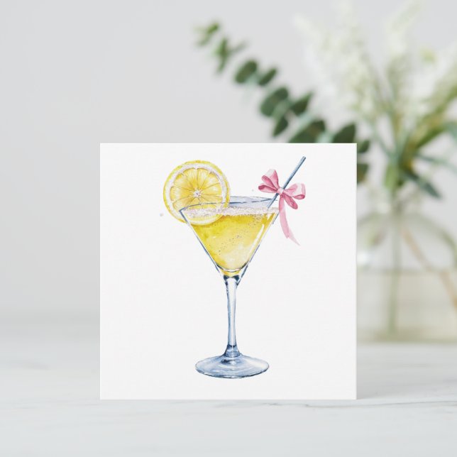 Lemon Drop Cocktail Einladung (Stehend Vorderseite)