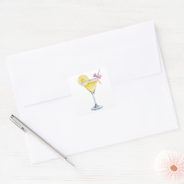 Lemon Drop Cocktail Quadratischer Aufkleber (Umschlag)