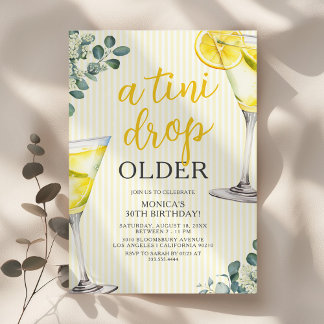 Lemon Drop Martini Adult Birthday Party Einladung