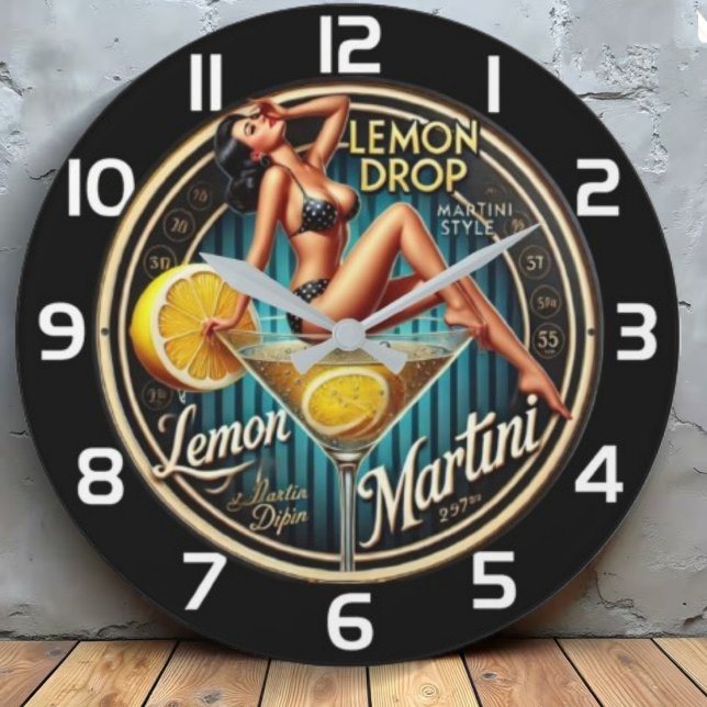 Lemon Drop Martini Modern bar Große Wanduhr (Von Creator hochgeladen)