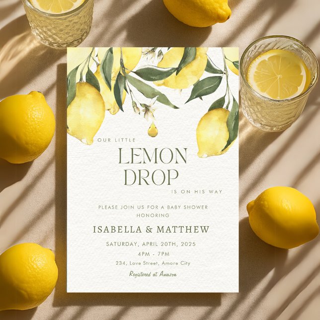 Lemon Drop Summer Baby Dusche Einladung (Lemon Drop Summer Baby Shower Invitation)