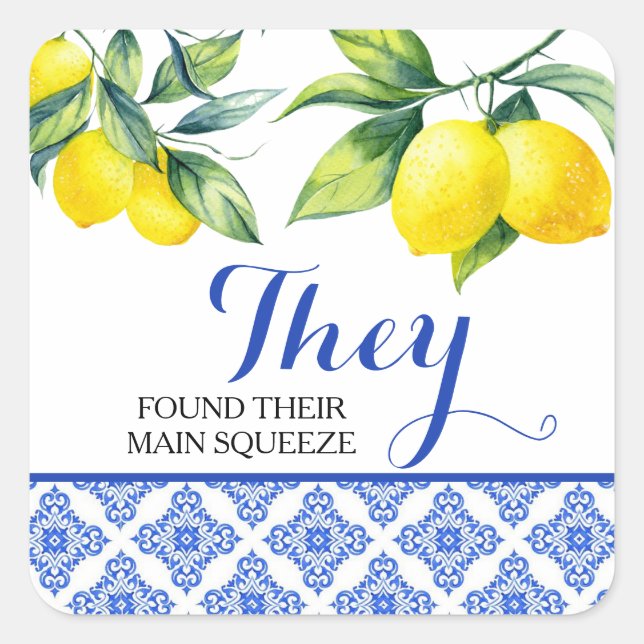 Lemon Dusche Quadratischer Aufkleber (Vorderseite)