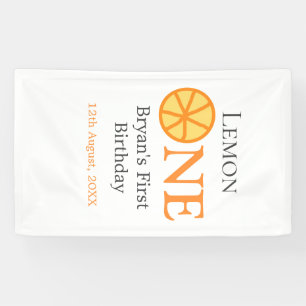 Lemon einen glücklichen 1. Geburtstag orangefarben Banner