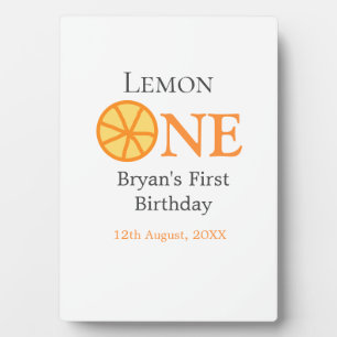 Lemon einen glücklichen 1. Geburtstag orangefarben Fotoplatte