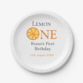 Lemon einen glücklichen 1. Geburtstag orangefarben Pappteller