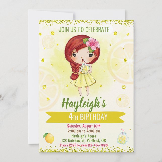 Lemon Einladung Lemonade Stand Einladung Citrus (Vorderseite)