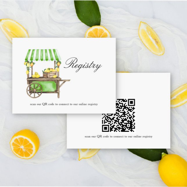 Lemon elegant Bridal shower QR code for registry  Begleitkarte (Von Creator hochgeladen)