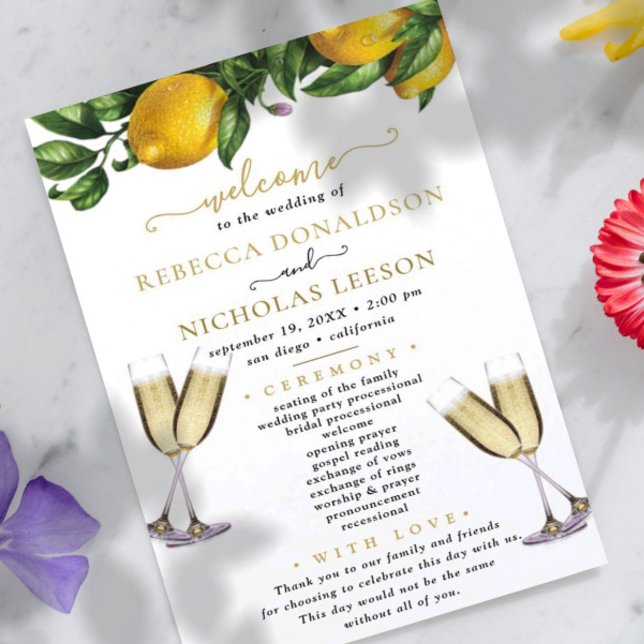 Lemon Elegant Calligraphy Wedding Program (Von Creator hochgeladen)