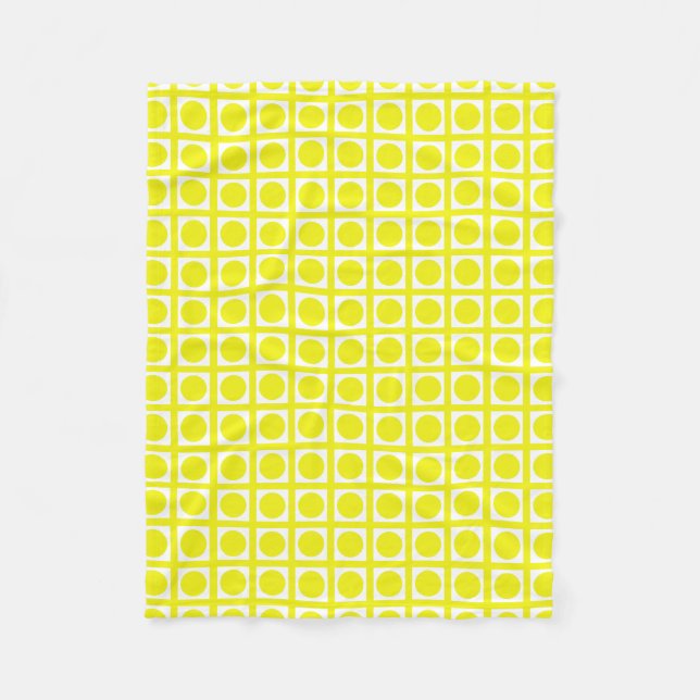 Lemon Elegant Grid Dots Fleecedecke (Vorderseite)