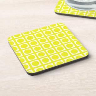 Lemon Elegant Grid Dots Getränkeuntersetzer