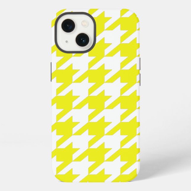 Lemon Elegant Houndstooth iPhone Hülle (Rückseite)