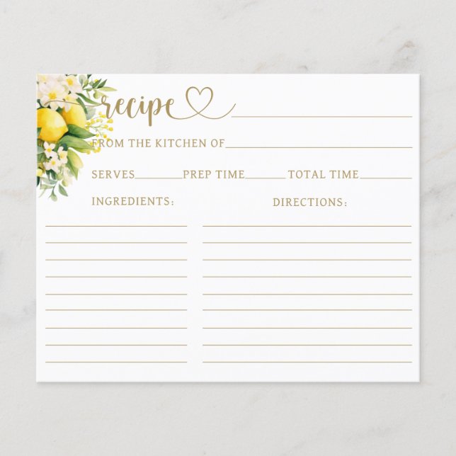 Lemon Elegant Modernes Sommerrezept Brautparty (Vorderseite)