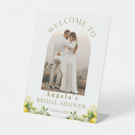 Lemon Elegant Modernes Welcome Brautparty Foto Sockelschild