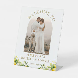 Lemon Elegant Modernes Welcome Brautparty Foto Sockelschild