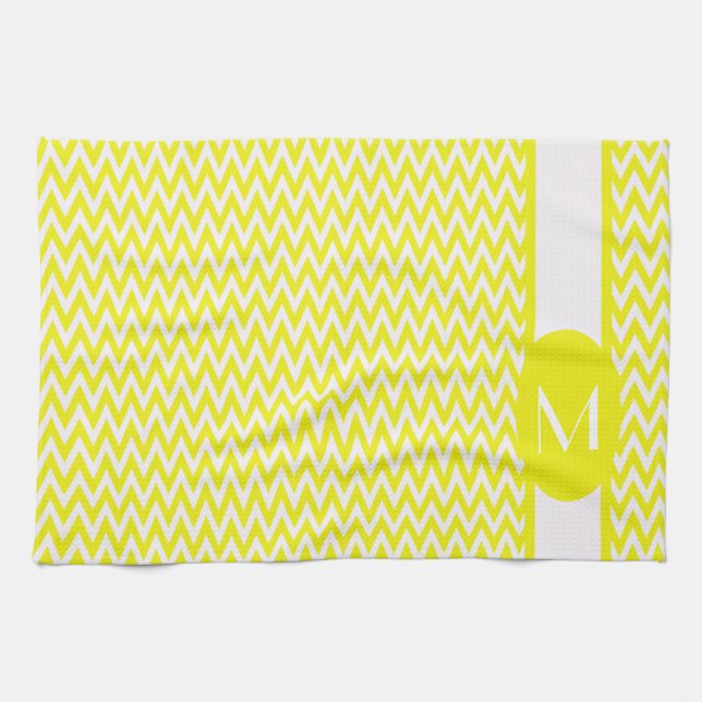 Lemon Elegantes Zickzack Design mit Monogramm Küchentuch (Horizontal)