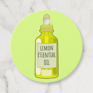 Lemon Essential Oil Flasche Zeichnend Classic Roun Geschenkanhänger