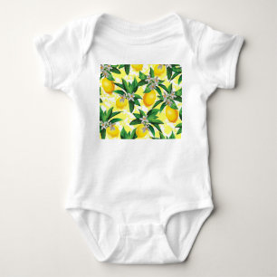 Lemon Fantasy: Kreatives Muster der Blumen Baby Strampler