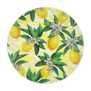 Lemon Fantasy: Kreatives Muster der Blumen Schneidebrett