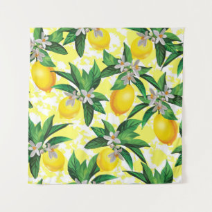 Lemon Fantasy: Kreatives Muster der Blumen Wandteppich