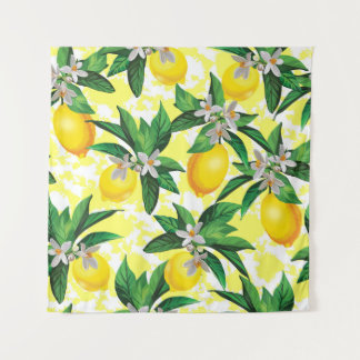 Lemon Fantasy: Kreatives Muster der Blumen Wandteppich