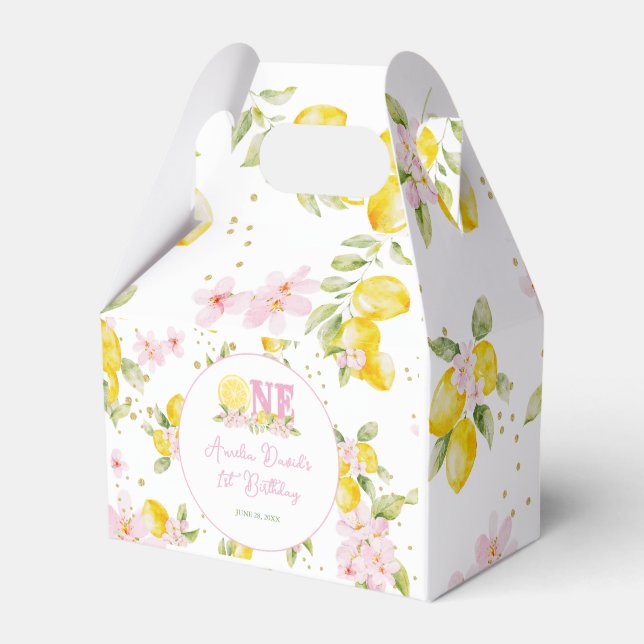 Lemon Floral 1st Birthday Geschenkschachtel (Vorderseite)