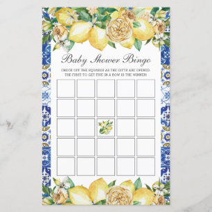 Lemon Floral Baby Brautparty Bingo Party Game