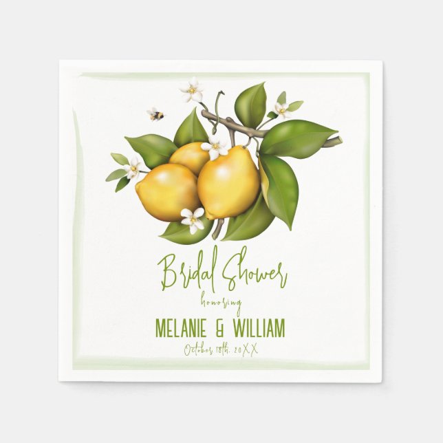 Lemon Floral Botanical Serviette (Vorderseite)