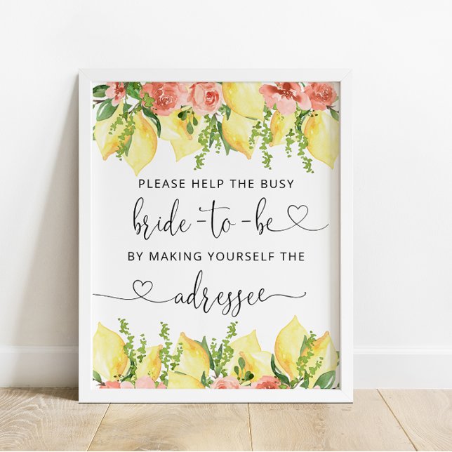 Lemon Floral Brautparty Address a Envelope Poster (Von Creator hochgeladen)