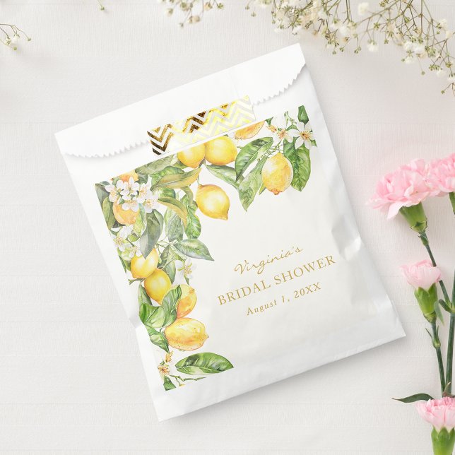 Lemon Floral Brautparty Fevor Bag Geschenktütchen (Lemon Floral Watercolor Bridal Shower Favor Bag by Painted Paperie
)