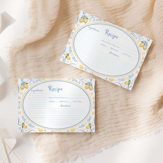 Lemon Floral Brautparty Rezept Karte (Von Creator hochgeladen)
