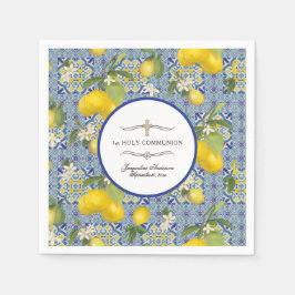 Lemon Floral Citrus Foliage 1. Serviette