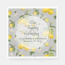 Lemon Floral Citrus Greenery Gray n n Yellow Weddi Serviette