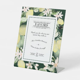 Lemon Floral Emerald Green Gastgeschenke Hochzeite Sockelschild