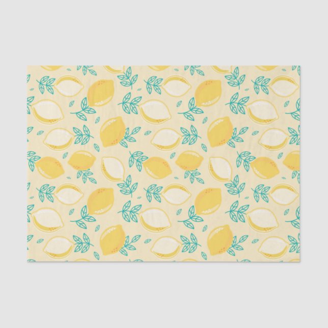 Lemon Floral Frucht Muster Decoupage Tissue Seidenpapier (Vorderseite)