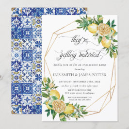 Lemon Floral Geometric Getting Married Verlobung Einladung