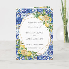 Lemon Floral Greenery Mosaic Geometric Wedding Programm
