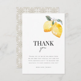 Lemon Floral & Italian Tile Citrus Brautparty Dankeskarte