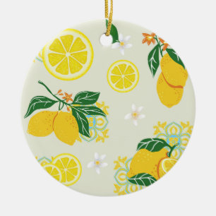 Lemon Floral Keramik Ornament