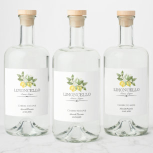 Lemon Floral Limoncello Wedding Citrus Garden Alkoholflaschenetikett