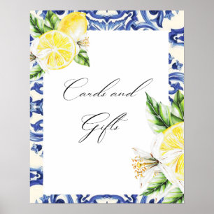 Lemon Floral Mediterranean Brautparty-Karten Poster