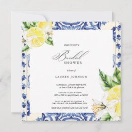 Lemon Floral Mediterranean Bridal Shower Einladung