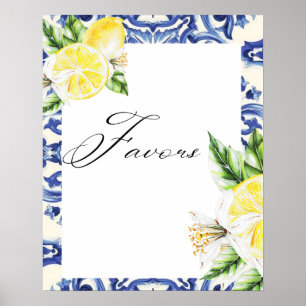 Lemon Floral Mediterranes Brautparty bevorzugt Poster