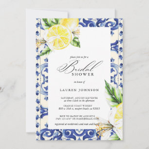 Lemon Floral Mediterranes Brautparty Einladung