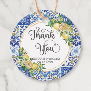 Lemon Floral Meditteranean Mosaic Tiles Wedding Geschenkanhänger