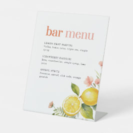 Lemon Floral | Menü "Retro Pink Cocktail Bar" Sockelschild