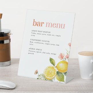 Lemon Floral | Menü "Retro Pink Cocktail Bar" Sockelschild